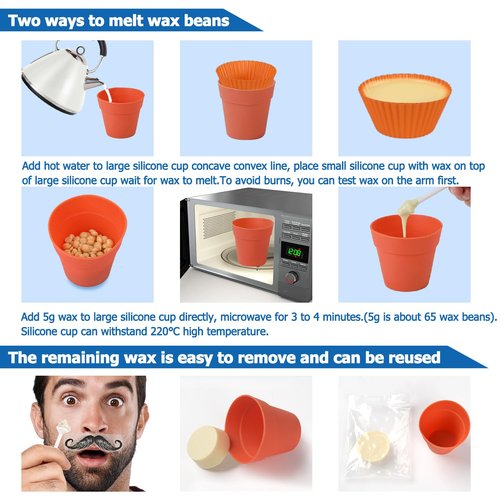 Nose Wax Hair Removal Kit by CoFashion | 100g Wax, 30 Applicators (15-30 Uses) | Painless, Quick & Easy for Men Women | 15 Mustache Guards, 2 Silicone Cups