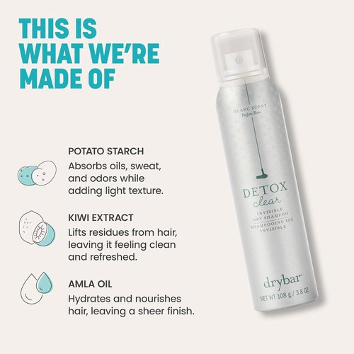 Drybar Detox Invisible Dry Shampoo Spray - Absorbs Oils & Refreshes Hair | 3.8 Oz, Blanc Scent