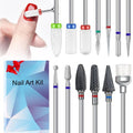 13pc nail drill bits set for nailsefile - includes tungsten carbide, ceramic & cuticle drill bits with brush (3/32 inch)