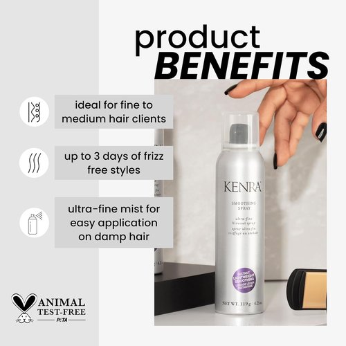 Kenra Professional Smoothing Spray - Ultra-Fine Heat Protectant for Fine to Medium Hair | 4.2 oz | 3 Days Frizz Control