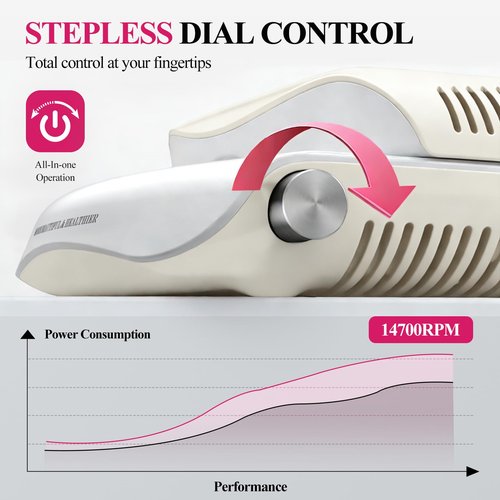 Nail Dust Collector, 14700RPM Foldable Dual-Turbo Fan with 30 Filter Papers for Acrylic Nails Salon & Home - Off White