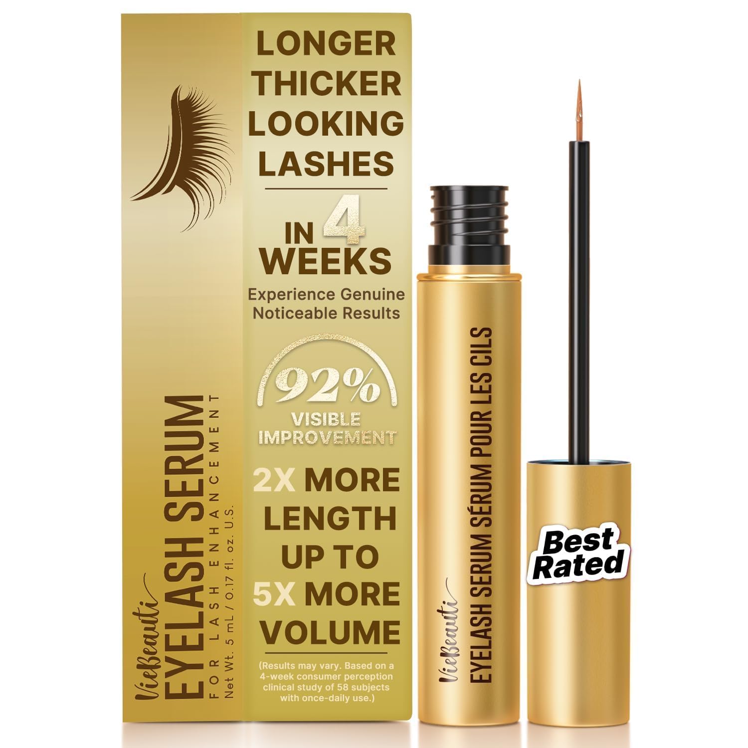 VieBeauti Eyelash Growth Serum 5mL - Advanced Nourishing Formula for Longer, Fuller Lashes | Vegan & Cruelty-Free