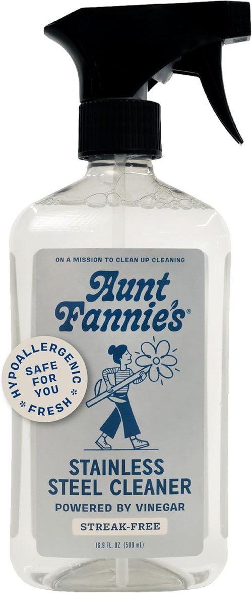 Aunt Fannie's Stainless Steel Spray Cleaner - Vinegar-Powered Residue Remover for Appliances | 16 oz
