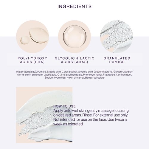 European Wax Center Get Smooth Skin Clearing Body Polish- Refining Exfoliant with PHA, Glycolic Acid, & Lactic Acid AHA to Help Breakouts, Ingrown Hairs, & Razor Bumps with Granulate Pumice