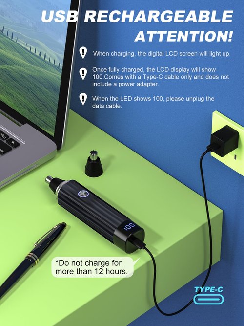 Ginity LED Display Ear and Nose Hair Trimmer Clipper for Men Women,2025 Rechargeable 2 in 1 Professional Painless Eyebrow & Facial Hair Trimmer with Powerful Motor