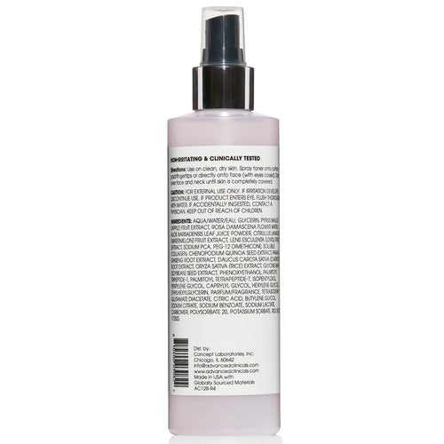 Advanced Clinicals Collagen + Rosewater Facial Mist Toner W/Charcoal & Aloe Vera. Alcohol-Free PH Balancing Formula Detoxifies & Hydrates Skin Improving Overall Skin Tone, Calming Face Mist, 8 Fl Oz