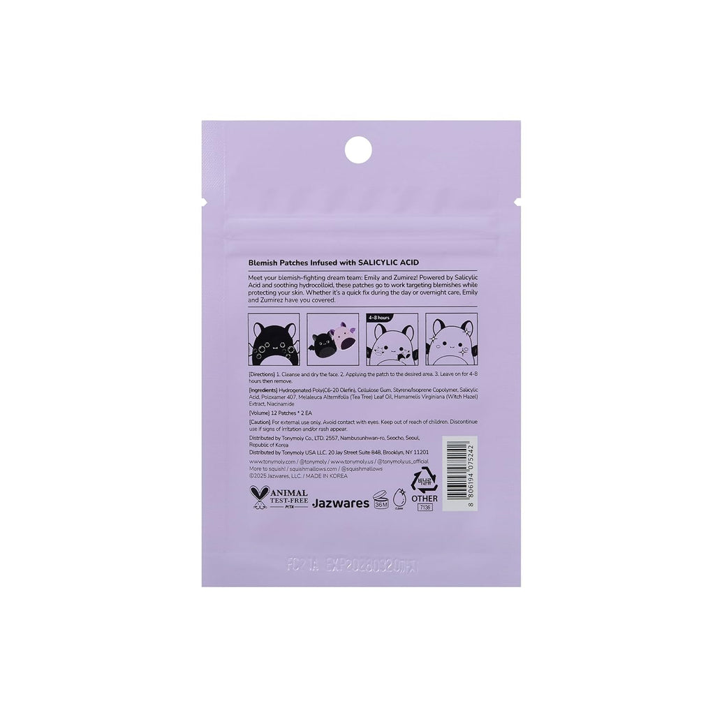 TONYMOLY Halloween Emily + Zumirez the Bat Blemish Patches - Hydrocolloid Acne Spot Treatment with Salicylic Acid | 24 Count