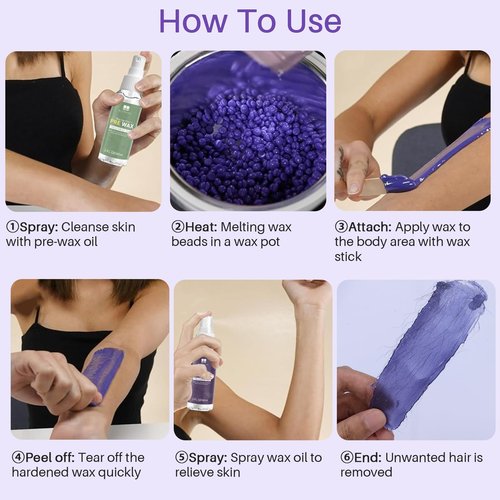 BLITZWAX Wax Kits with 120pcs Wooden Sticks for Hard Wax Hair Removal, Eyebrow Large and Small Applicators for Face, Body, and Lip, with 30 Wax Papers and Oils, Ideal for Women’s At-Home Waxing