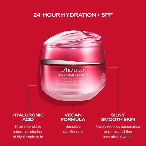Shiseido Essential Energy Hydrating Day Cream | SPF 20 - 50 mL - Reduces Pores & Fine Lines - 24-Hour Hydration