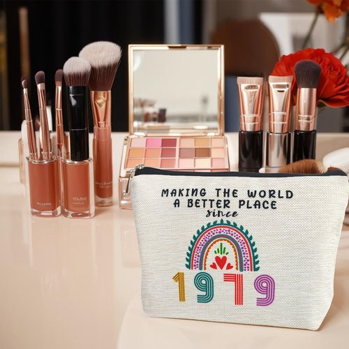 47th Birthday Gifts for Women Mom Her Makeup Bag, Funny Birthday Decorations Gift Ideas for 47 Year Old Grandma, Wife, Sister, Anniversary 1979 Gifts for Mothers Day, Christmas, Cosmetic Travel Bags