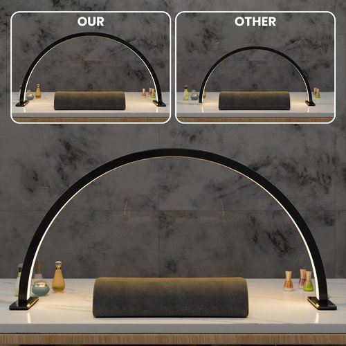 gelpal Large Half Moon Light for Nail Desk, 30" 48W Professionals Led Light, Desk Lamp for Lash Eyelash Extension,Makeup Desk lamp,Color Temperature 2700K-6000K, Salon&Home(Black Diamond)