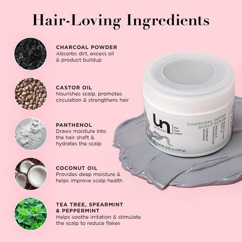 Unwash Charcoal Detox Scalp Scrub - Detoxify & Exfoliate Dry, Itchy Scalps | Paraben-Free, 8.82 oz