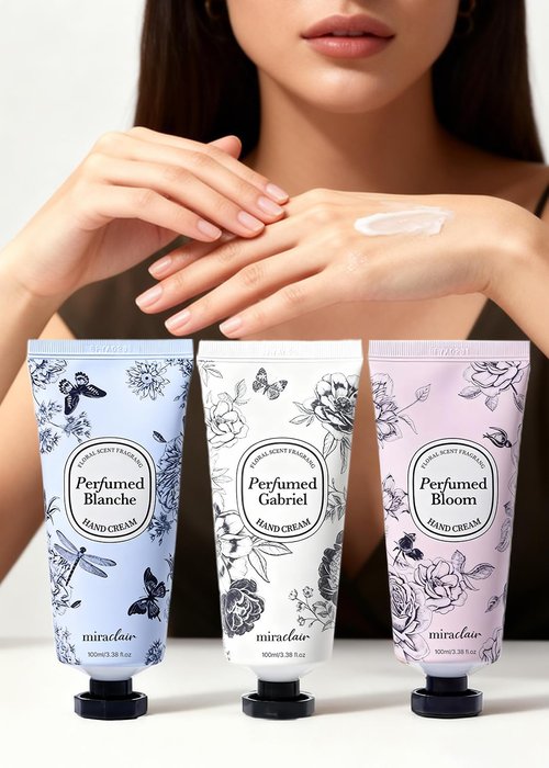 MIRACLAIR Perfumed Hand Cream Set - Moisturizing & Wrinkle Care with Shea Butter | 3 Scents, 100ml Each
