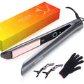 ANGENIL Titanium Flat Iron Hair Straightener and Curler 2-in-1, Professional Flat Iron Curling Iron in One, Dual Voltage Hair Straightening for Women Styling Tools, 30S Fast Heating, (290°F-450°F)