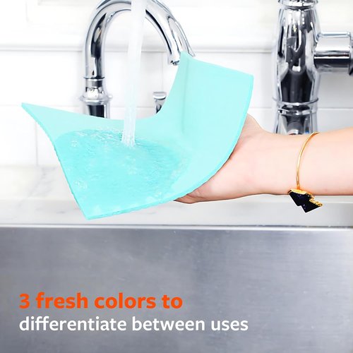 Full Circle Squeeze - Super Absorbent Cellulose Sponge Cloths | Eco-Friendly Reusable Dishtowels, 3-Pack, Multicolor