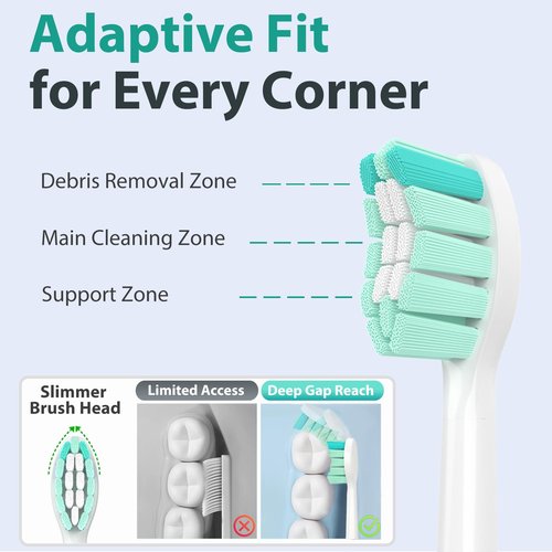 HOFAM Toothbrush Heads for Philips Sonicare Replacement Heads C2 C1 C3 4100 5100 5300 6100 3100 2100 1100, for Philips Sonic Care Click-on Electric Tooth Brush Handles, 8 Pack