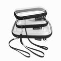 iRUNZO 3 PCS Clear Hard Shell Zipper Case With Handle Strap，Clear Plastic Waterproof Cosmetic Makeup Bags Toiletry Pouches for Travel With Double Zipper，Kid's Toy Storage Organizer Bins Box