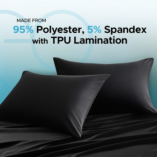 Black Waterproof Pillowcase Protector Set of Two | Safe with Oil, Water-Based, & Silicone-Based Massage Products | Hypoallergenic, Noiseless, Machine Washable