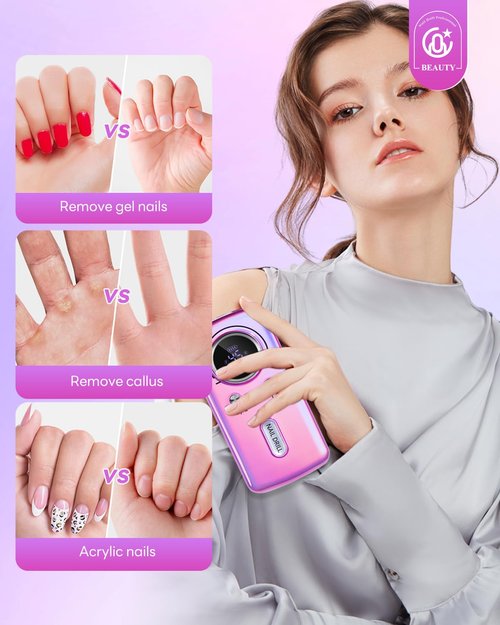 CozyZen Cordless Nail Drill Professional: 45000 RPM Rechargeable Electric Nail File Kit, Portable & Low Noise for Acrylic, Gel Nails, Manicure & Pedicure - Salon & Home Use