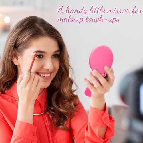 Saysurey 24 Pcs Mini Rose Red Compact Mirror Bulk for Women Small Round Portable Rose Red Mirror Makeup Folding Pocket Travel Accessories for Graduation Party Favor Coworker Nurse, 2.8 x 2.4 Inch