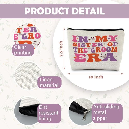 RYYCDOI Sister In Law Gifts, In My Sister of the Groom Era Makeup Bag, Big Sister Gift, Sister in Law Wedding Gifts, Best Sister in Law Gifts, Big Sister Cosmetic Bag Toiletry Bag