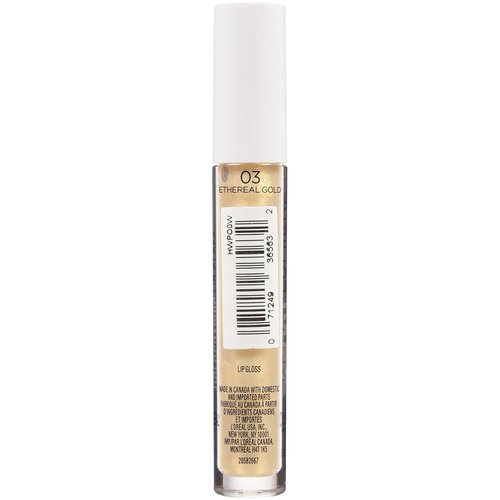 L'Oreal Paris Holographic Lip Gloss - Iridescent Pearls for Stunning Shine | Ethereal Gold, 0.1 fl oz