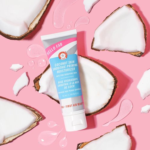 First Aid Beauty - Hello FAB: Coconut Skin Smoothie Priming Moisturizer, 2-in-1 Hydrating Moisturizer and Makeup Primer, Vegan Formula, Non-comedogenic, Safe for Sensitive Skin, 1.7 oz