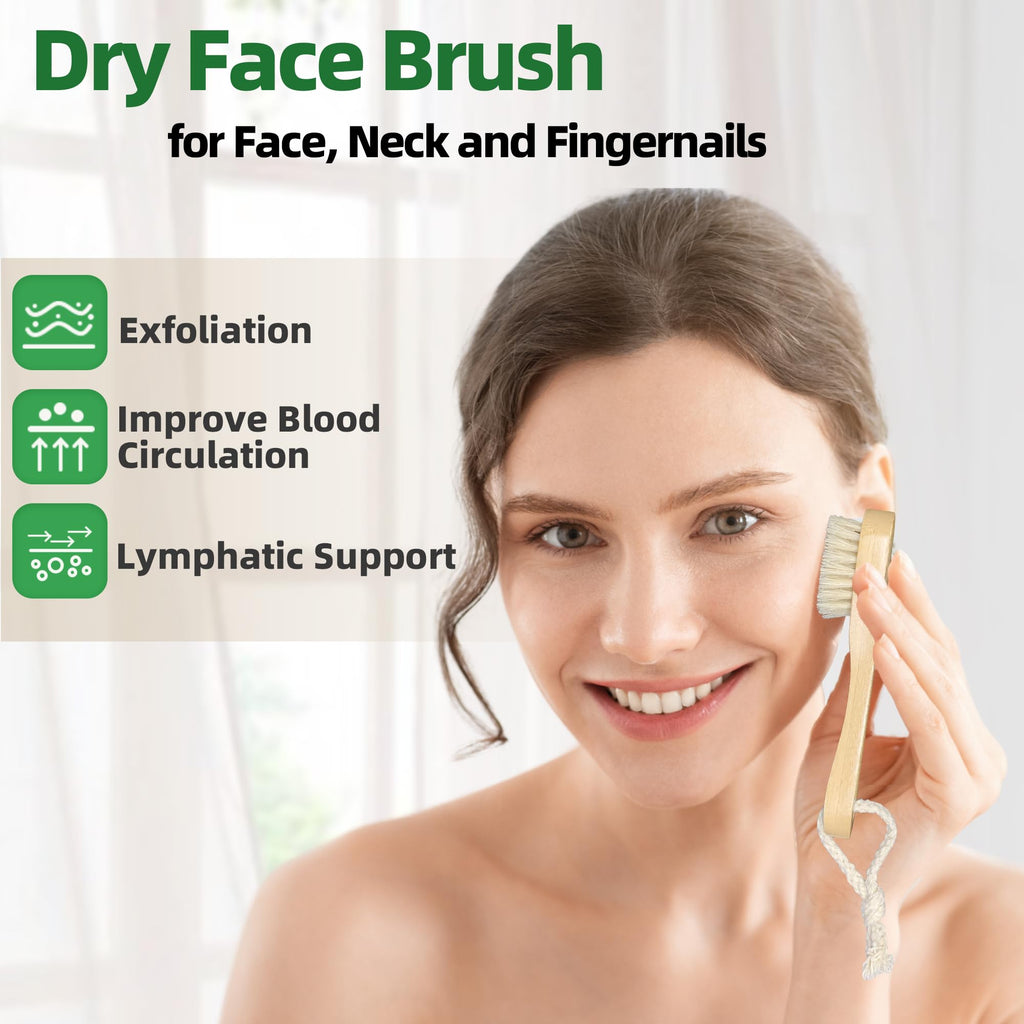 Zeutch Premium Face Scrubber Set, Facial Cleansing Brush for Exfoliator, Natural Bristle Face Scrubber for Lymphatic Drainage, Unclog Pores, Sensitive Skin, Reduce Ance, Glowing, 2 Pack