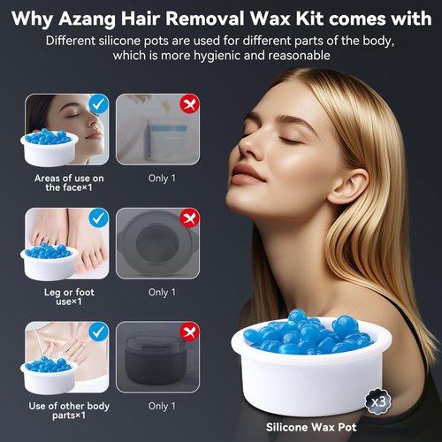 Azang Nose Wax Kit Men 100g Wax USB Fast Heat Unisex Suitable for Different Body Parts Smart Constant Temp 12 Nose Hair Sticks 3 Silicone Pots Valentine's Day Gifts