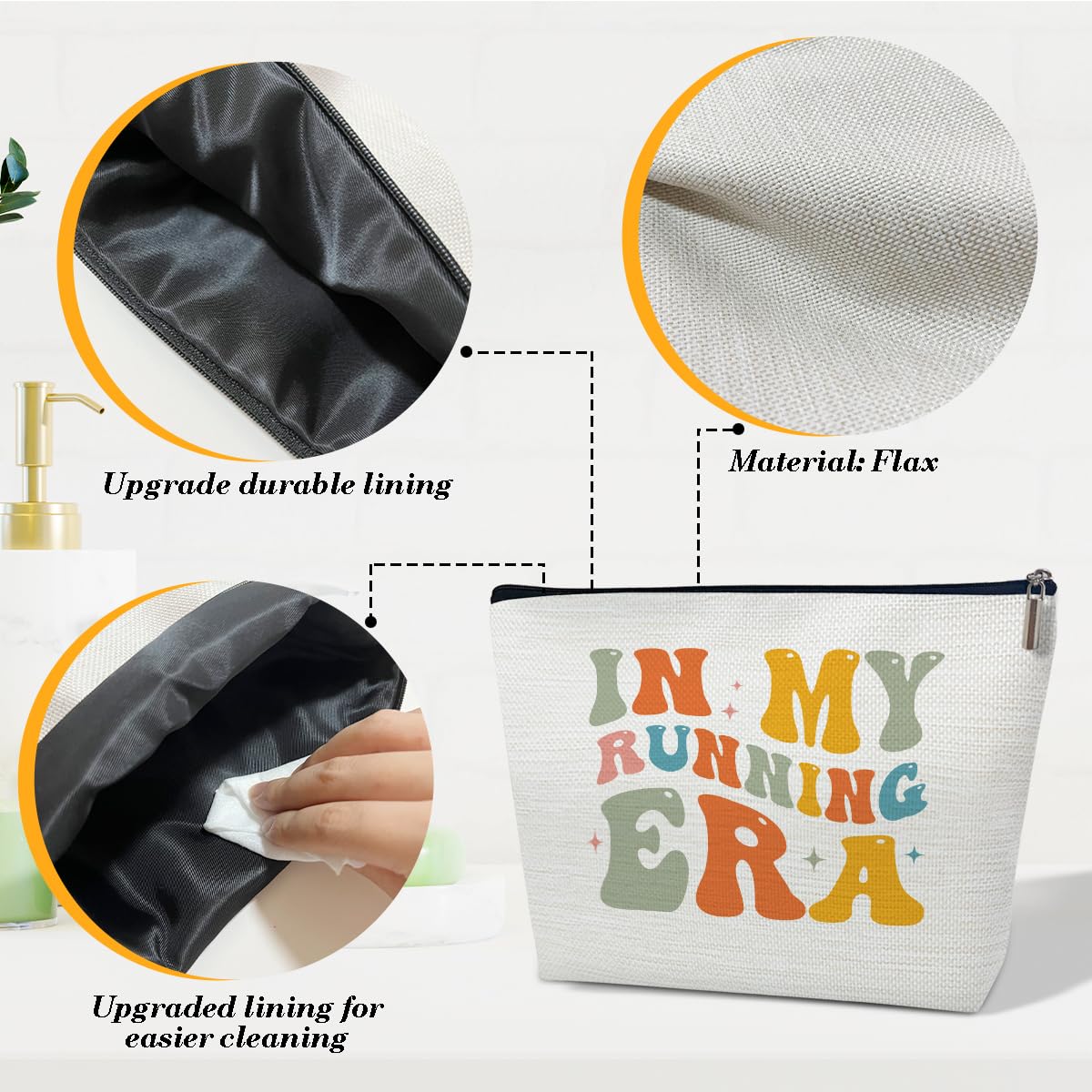 Ythuil Running Gift Makeup Bag, In My Running Era Bag, Women Cosmetic Bag for Purse, Gifts for Sports Marathon Lovers, Runner Gym Stuff