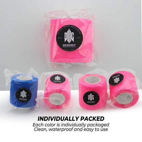 Tattoo Grip Cover Wrap Pink - Denergy 6PCS PMU Pen Grip Tape Wrap Cover Cohesive Sports Adherent Tape Adhesive Bandage for Tattoo Machine Tattoo Accessories (Hot Pink 6pcs)