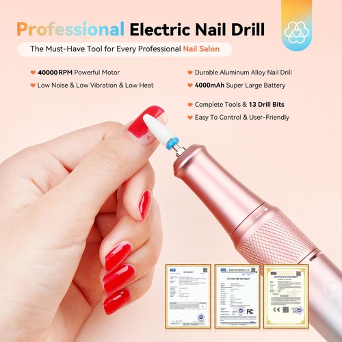 SAVILAND Electric Nail Drill Professional: 40000RPM Upgrad Nail Drill Kit 2026 Beautiful Gradient Sunset Color Scheme Nail D rill Machine Portable Nail File & Buffers Salon Use Manicure Pedicure