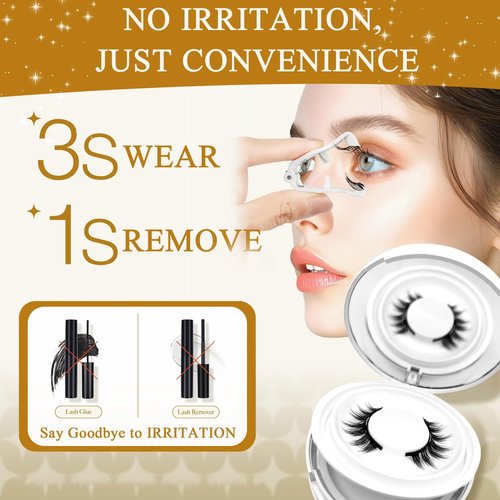 Ginani Magnetic Lashes,Magnetic Eyelashes with Applicator for Valentine's Day,No Glue Needed Reusable Magnet Eyelashes Kit for Use(Simple)
