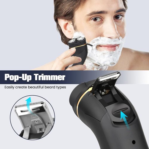 Electric Razor for Men, Rechargeable Electric Shavers for Men Face,LED Display,Wet/Dry Waterproof Men's Electric shavers, Cordless Razor with Pop Up Trimmer