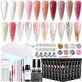 Fcozpjk Poly Gel Nail Kit with UV Light, 12 Colors Builder Gel Nail Extension Kits for Beginners with Everything, Dual Nail Forms Slip Solution Chunky Glitter Poly Gels Nails Art Design Starter Set