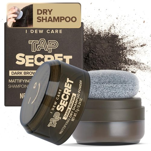 I DEW CARE Biotin Clarifying Dry Shampoo - Strengthening & Volumizing Powder for Dark Brown Hair | Travel Size 0.24 Oz