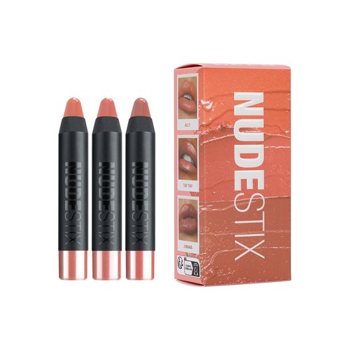 Nudestix Nude Natural Lips Kit – 3-Piece Mini Gel Color Lip + Cheek Balm Set in Hydrating Nude Shades | Co-Founder Curated, Glossy Finish, Vegan & Clean Beauty | Limited Edition Lip Set