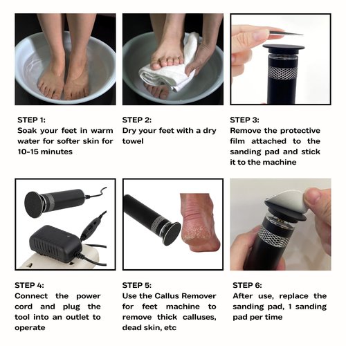 MSDL High Power Electric Foot Callus Remover, 2025 Upgrade with 100-inch Extra-Long Cord and 60 Replaceable Sandpaper Discs, Electric Foot File for Cracked Heels and Dead Skin, Silver
