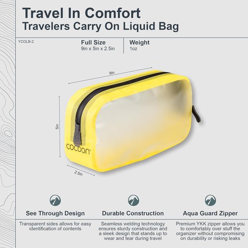 Cocoon - Premium Travelers Carry-On Liquid Bag - Stylish Yellow Design for Easy Packing