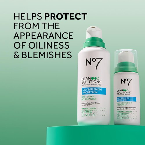 No7 Derm Solutions Daily Detox Foaming Face Wash - Gel Facial Cleanser Formulated with Ceramides, Niacinamide & Adaptogens To Help Maintain Moisture Barrier - For Oily & Blemish-Prone Skin (8 Fl Oz)