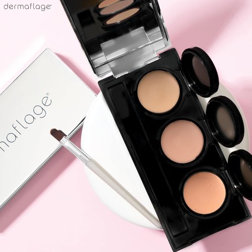 Dermaflage Waterproof Concealer Palette - Full Coverage Matte Finish for Face & Body | Hides Dark Circles & Acne, Light
