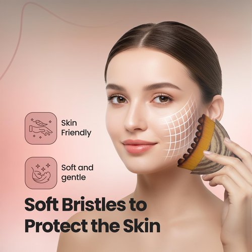 Lymphatic Contour Face Brush - Improves Circulation & Reduces Puffiness, Dry Brushing Lymphatic Face Brush - 100% Gentle & Soft on Skin, Erogonomic Facial Brush for Natural Contouring (1 PCS)