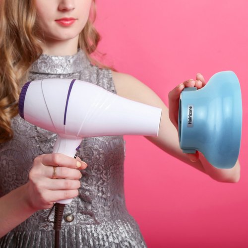 Hairizone Universal Hair Diffuser - Adaptable for Blow Dryers | Perfect for Natural Curly & Wavy Hair, Blue