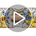 Blue Lemon Porcelain Summer Table Runner 13x72 Inch for Kitchen & Dining Decor
