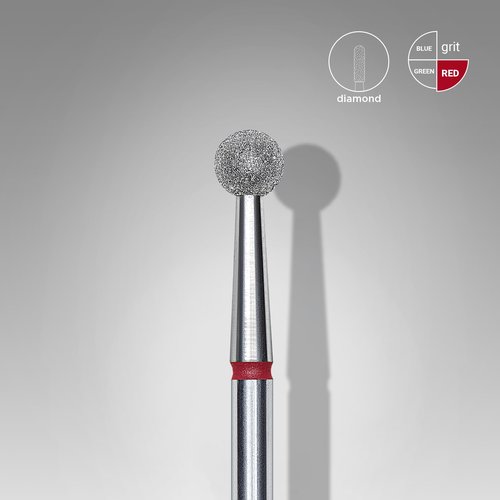 STALEKS PRO Expert Diamond Nail Drill Bit (Ball, Red, 4mm Head) – 180 Grit for Gentle Cuticle & Skin Processing in Hardware Manicure/Pedicure