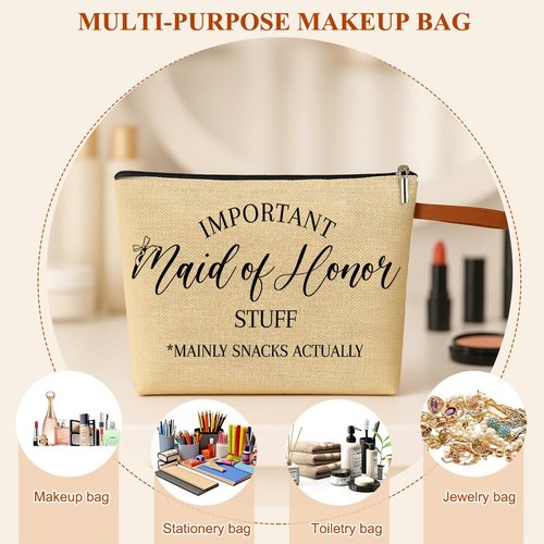 NBIAN Luxury Wedding Emergency Kit: I Do Crew Makeup Bag with Waterproof Compartments, Bridesmaid Rescue Pouch for Makeup & Dress Repair