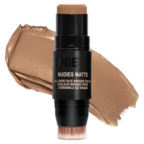 Nudestix Nudies Bronze All Over Matte Bronzing Stick – 3-in-1 Cream Bronzer for Cheeks, Eyes & Lips with Built-In Brush | Natural Contour & Sun-Kissed Glow | Bondi Bae