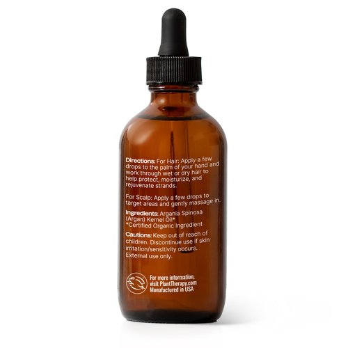Plant Therapy Organic Argan Hair Oil 4 oz Organic Argan Oil 100% Pure and USDA Certified Organic, For Face, Hair, Skin, Nails and Cuticles