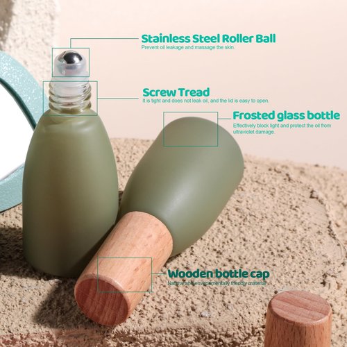 JPNK Essential Oils Roll-on Bottles with Stainless Steel Roller Balls for Aromatherapy and Perfumes with Portable Small Bag Pack of 4