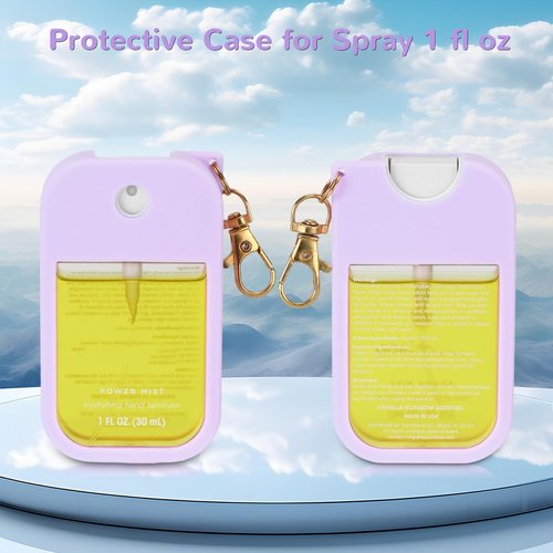 Hand Sanitizer Spray Case Compatible with Touchland Power Mist 1 oz – Silicone Case with Keychain for Touch Land Mist 1 fl oz（30 ml）, Hand Sanitizer Accessory for 1 fl oz (Purple+Blue+Red, 3 Pack)